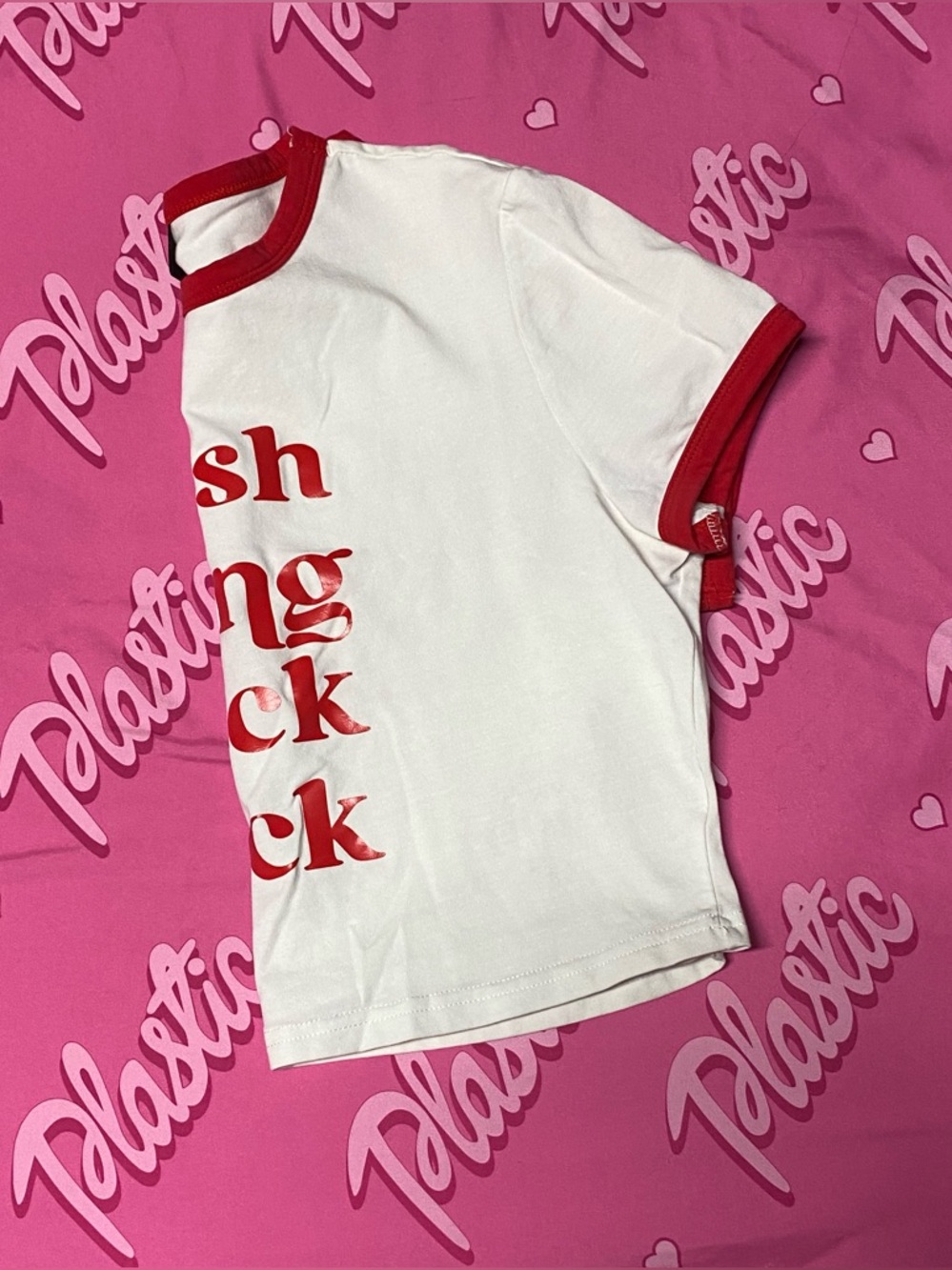 NWOT SHEIN Plus Size Funny Swear Word White Red Tshirt Crop Shirt Top Viral - Picture 3 of 4